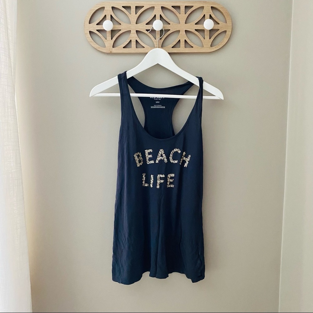 Old Navy 'Beach Life' Tank Top Gray Sz Small